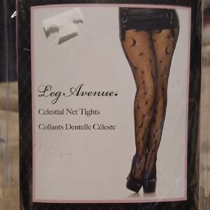 Leg Avenue Black Celestial Patterned Tights